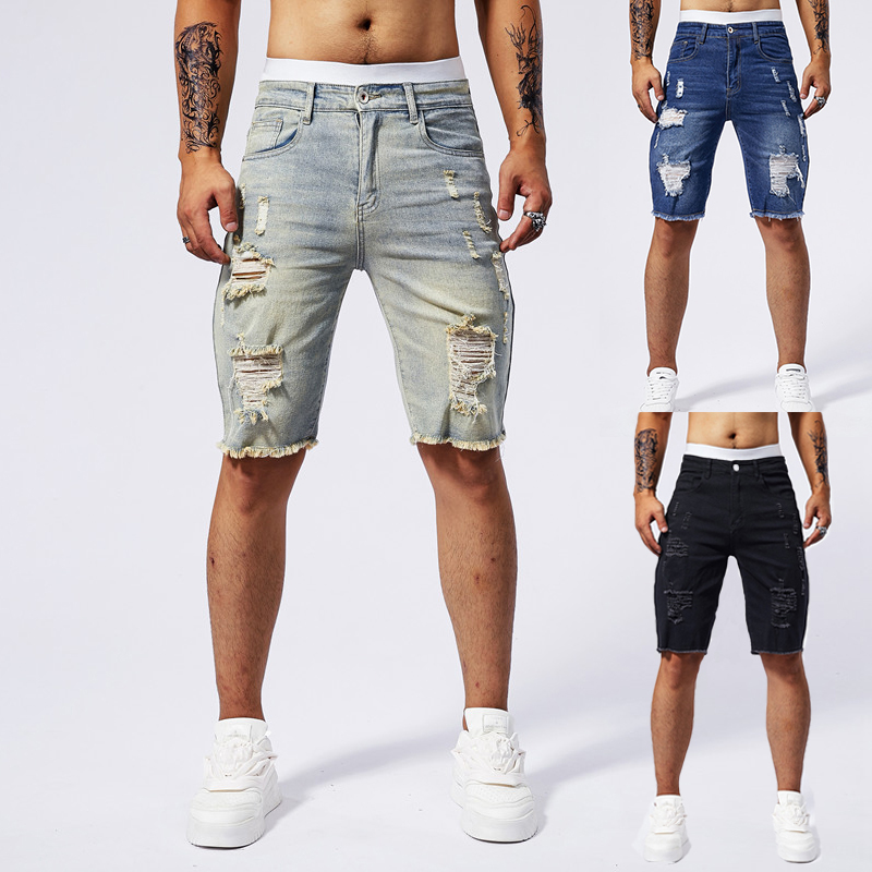 Streetwear Brand Fashion - 2025 Summer New Men's Ripped Denim
