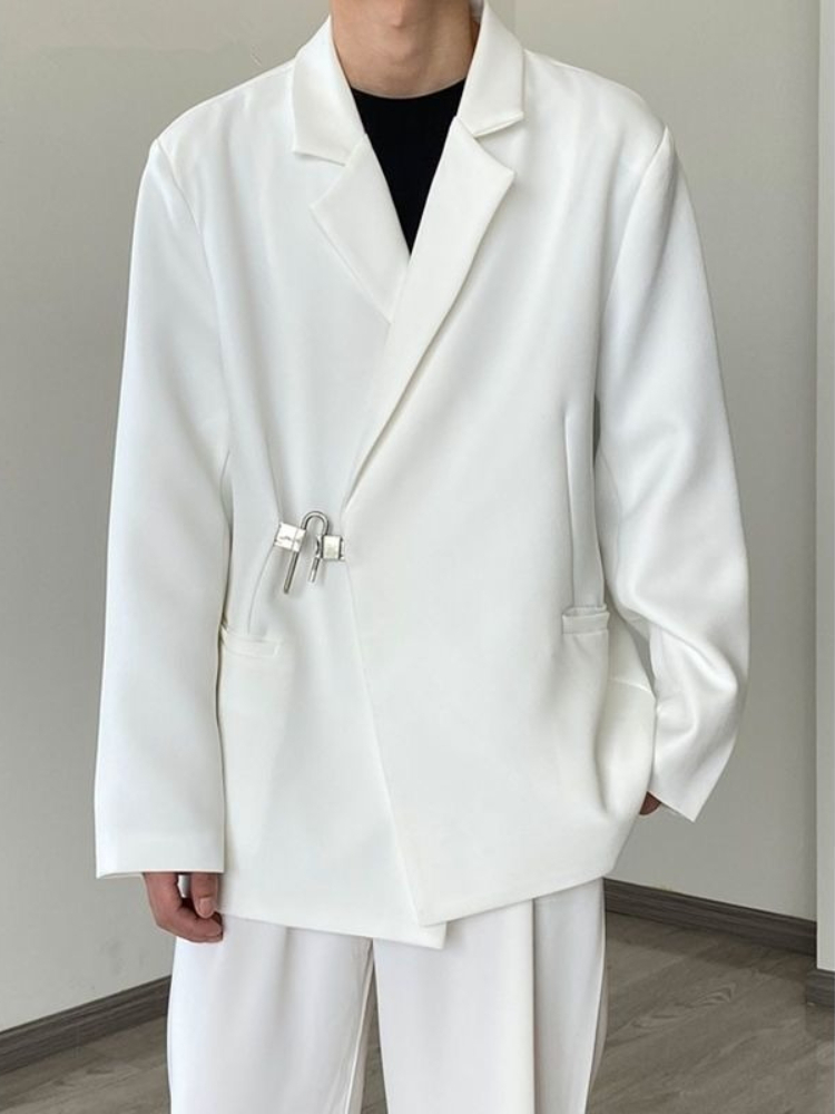 Streetwear Brand Niche - Men's White Casual Blazer Set Autumn